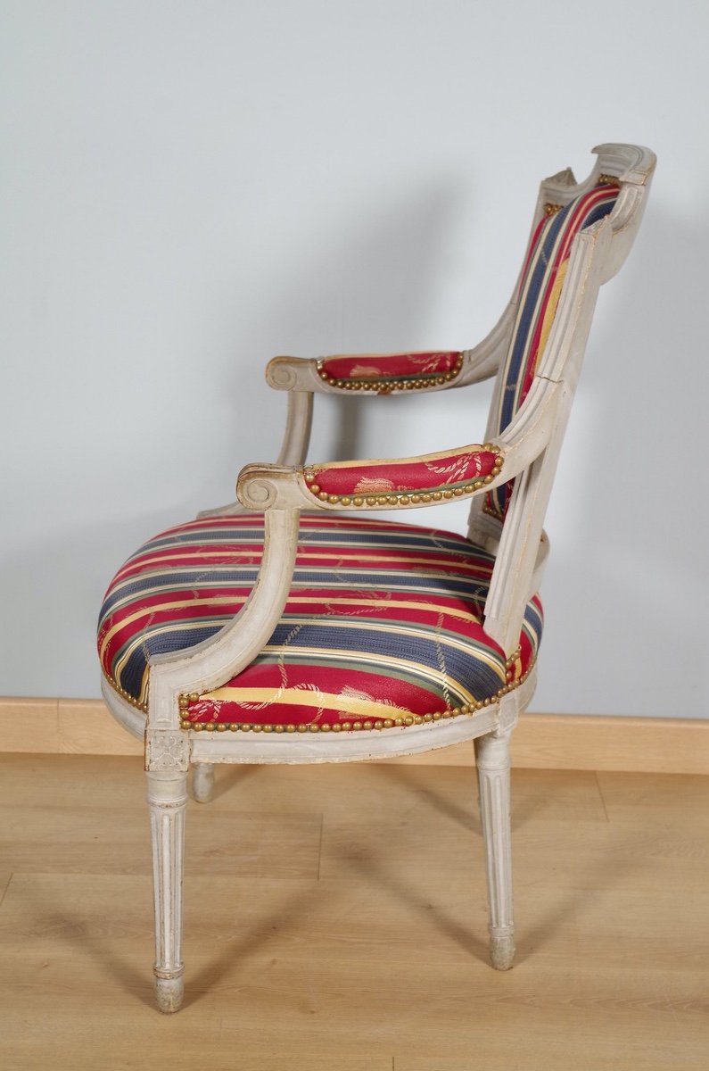 Fauteuil peint époque Louis XVI-photo-4