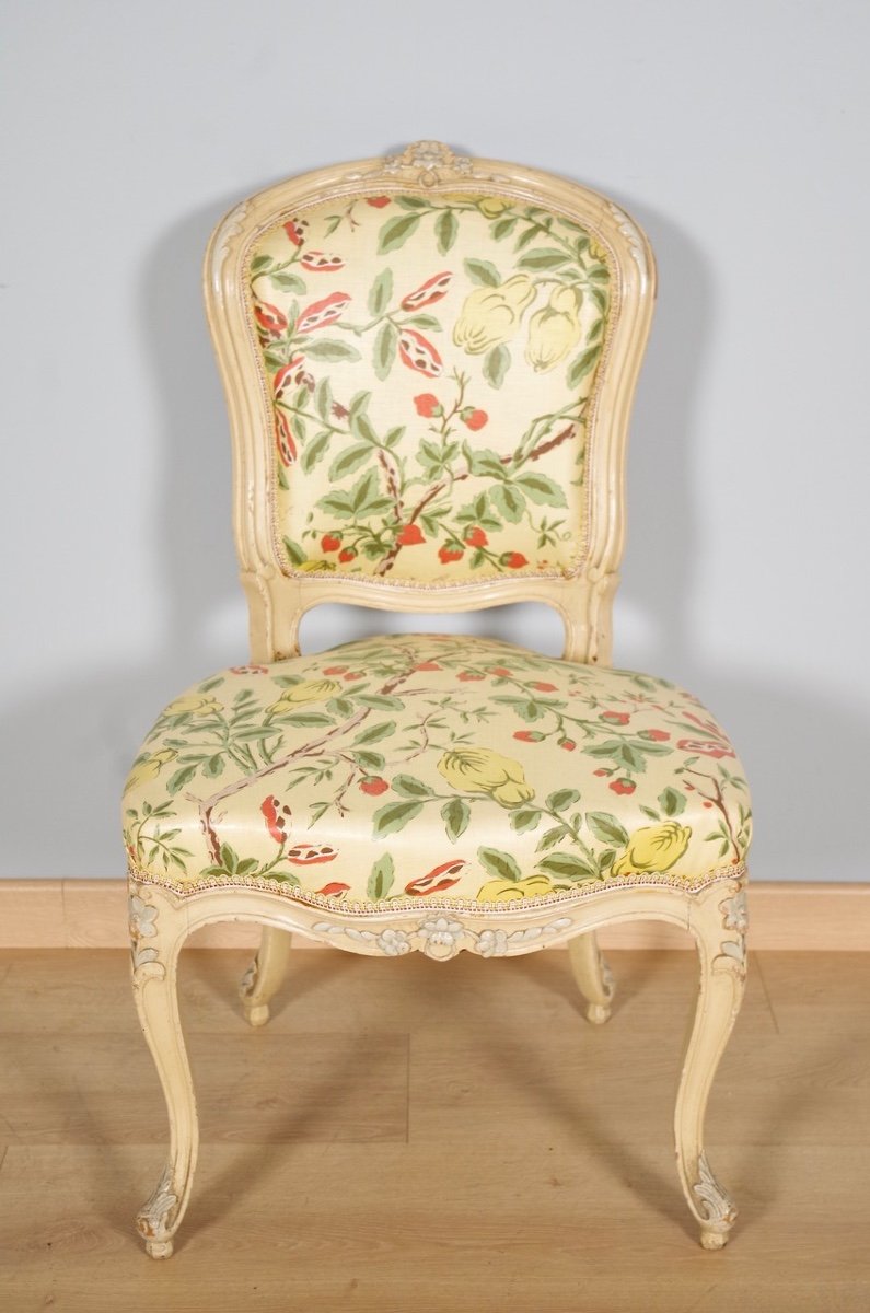 Paire de chaises Louis XV peintes-photo-2