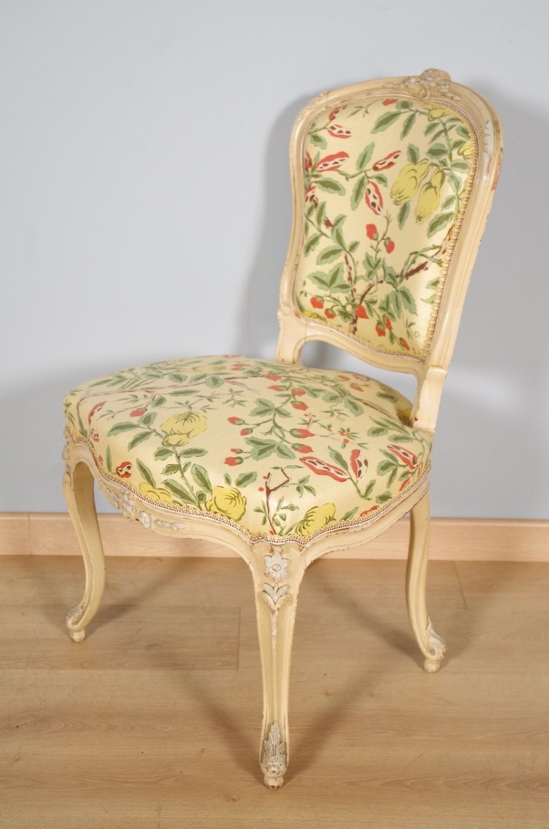 Paire de chaises Louis XV peintes-photo-1