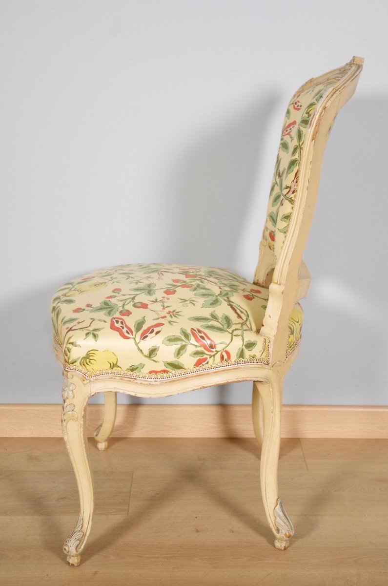 Paire de chaises Louis XV peintes-photo-2