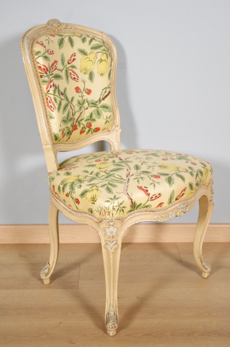 Paire de chaises Louis XV peintes-photo-3