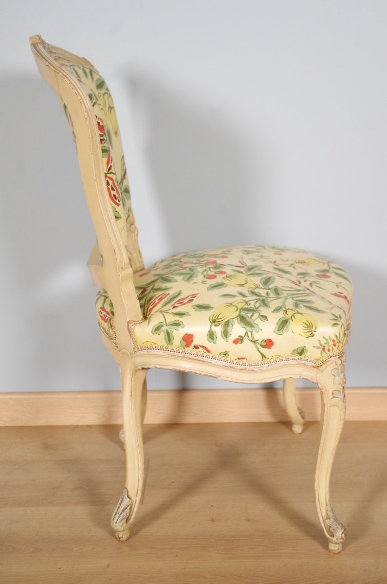 Paire de chaises Louis XV peintes-photo-4
