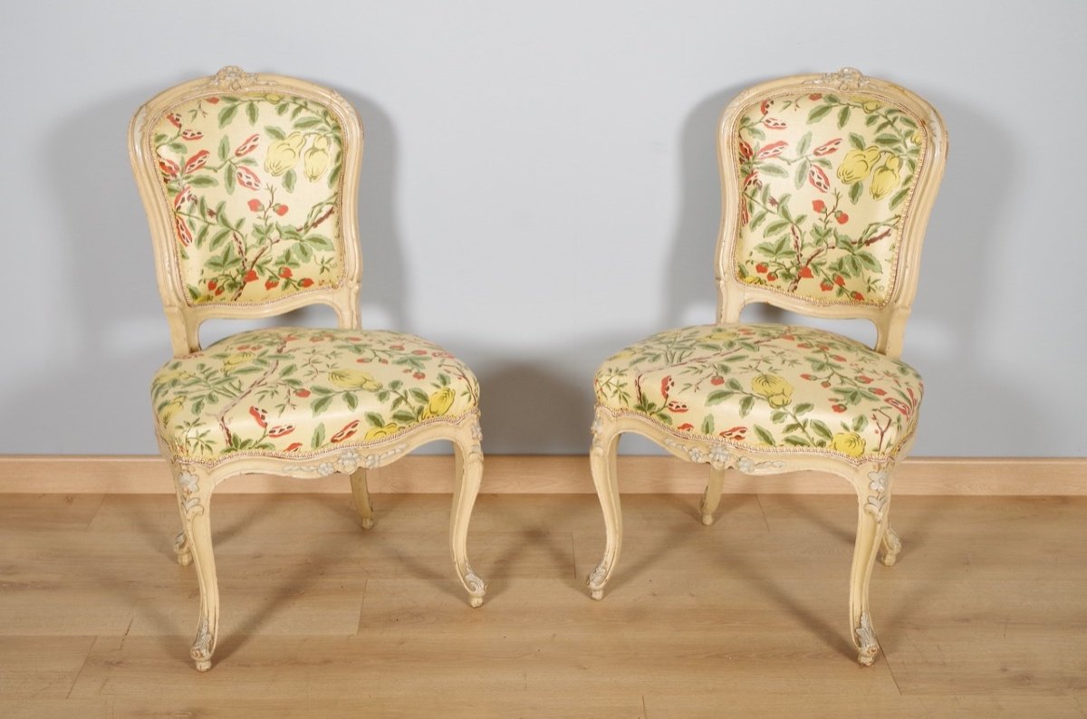 Paire de chaises Louis XV peintes