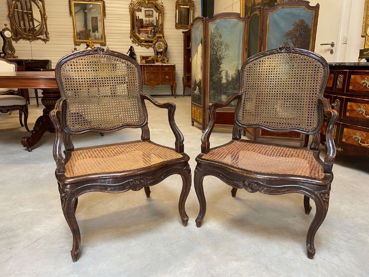 Quatre fauteuils époque Louis XV-photo-2