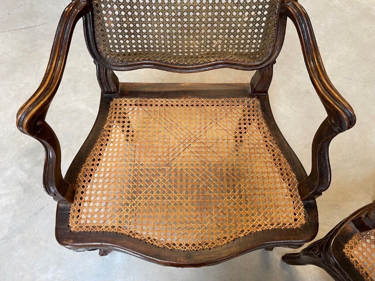 Quatre fauteuils époque Louis XV-photo-4