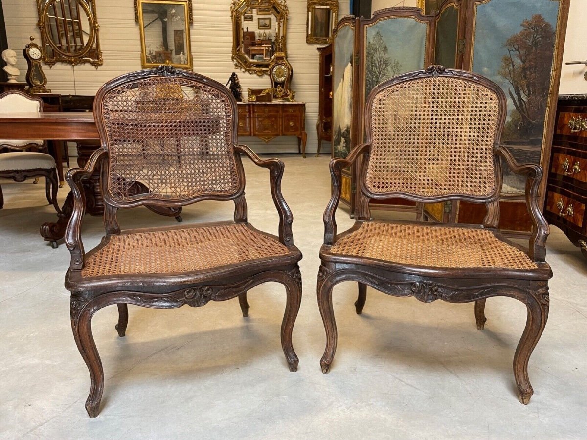 Quatre fauteuils époque Louis XV-photo-3