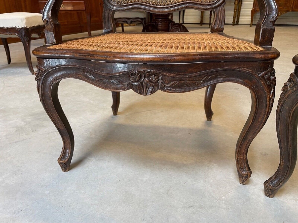 Quatre fauteuils époque Louis XV-photo-1