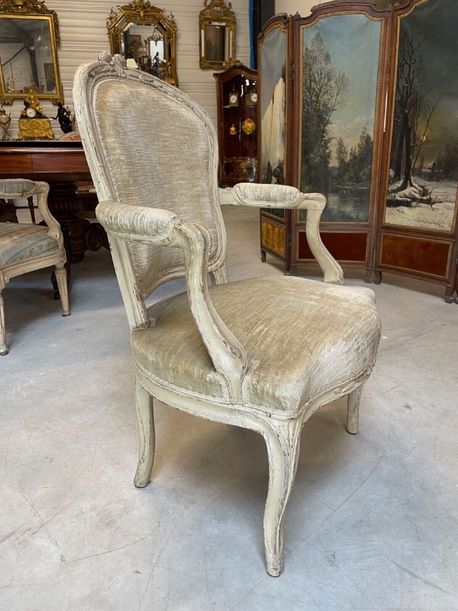 Proantic Fauteuil Peint poque Louis XV
