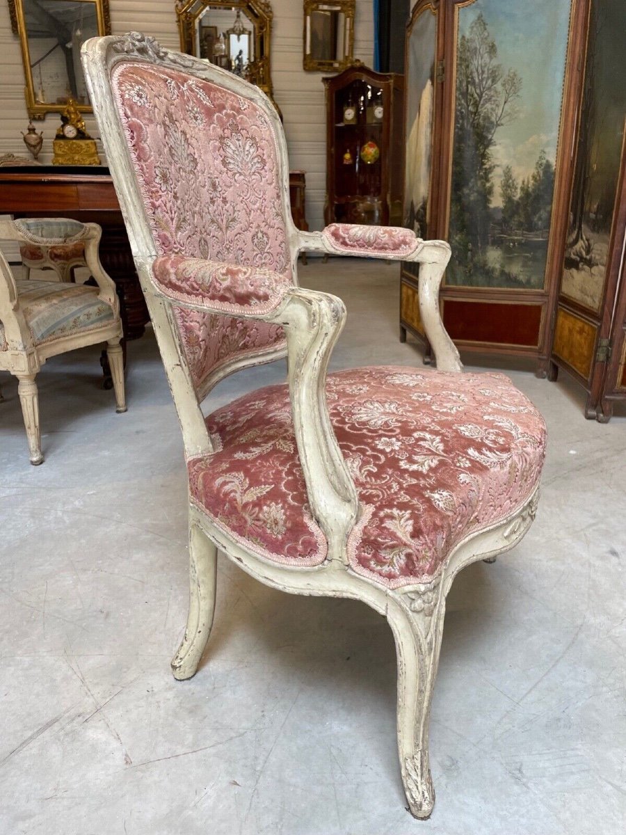 Fauteuil peint époque Louis XV-photo-3
