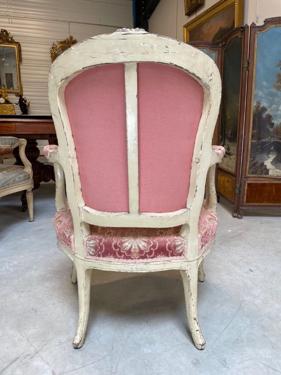 Fauteuil peint époque Louis XV-photo-5