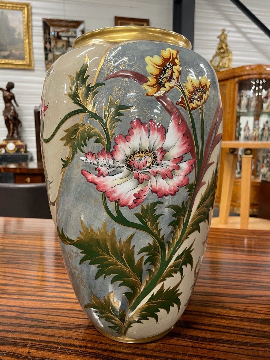 Keller et Guérin, faïence de Lunéville : paire de vases-photo-4