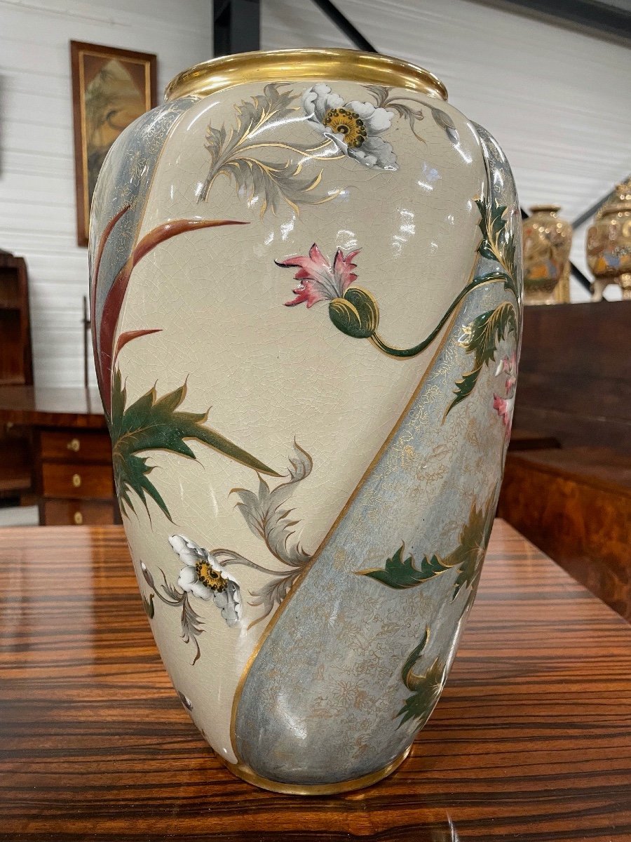 Keller et Guérin, faïence de Lunéville : paire de vases-photo-5