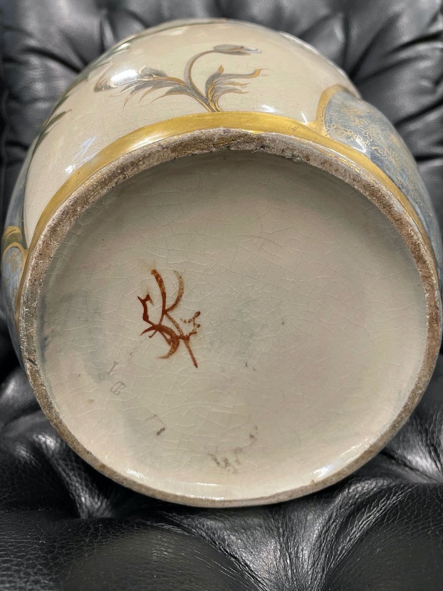 Keller et Guérin, faïence de Lunéville : paire de vases-photo-7