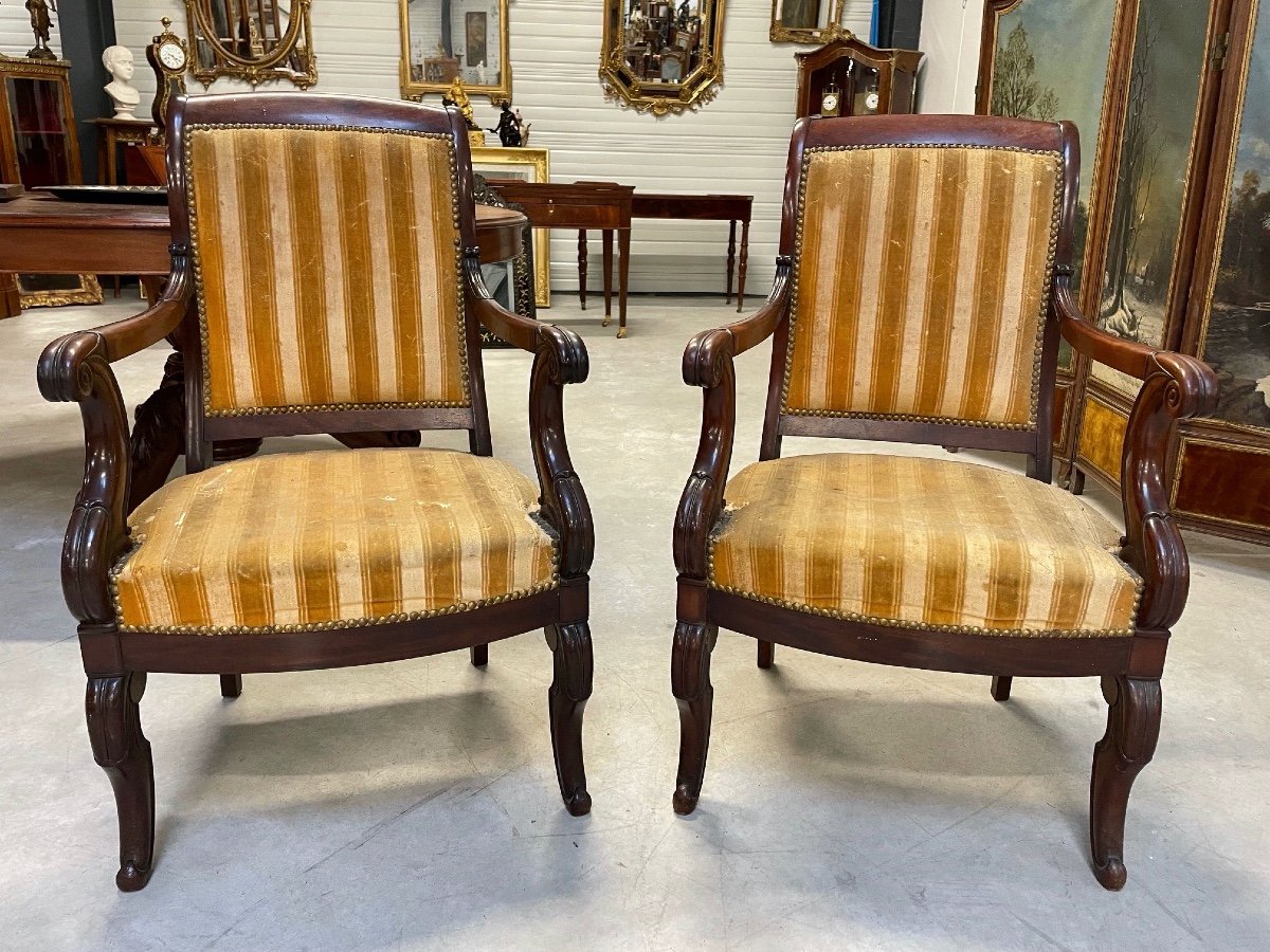 Paire de fauteuils époque Restauration-photo-2
