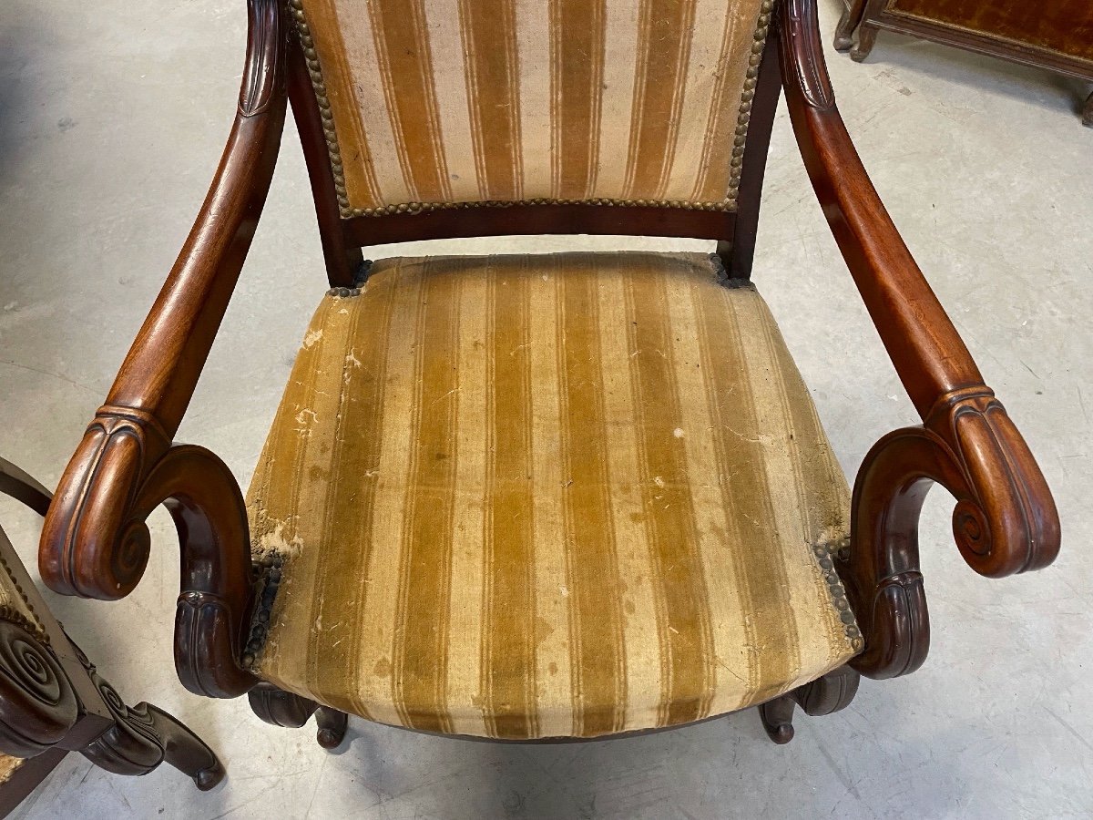Paire de fauteuils époque Restauration-photo-3
