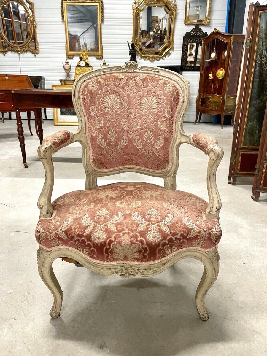Louis XV Period Painted Armchair-photo-2