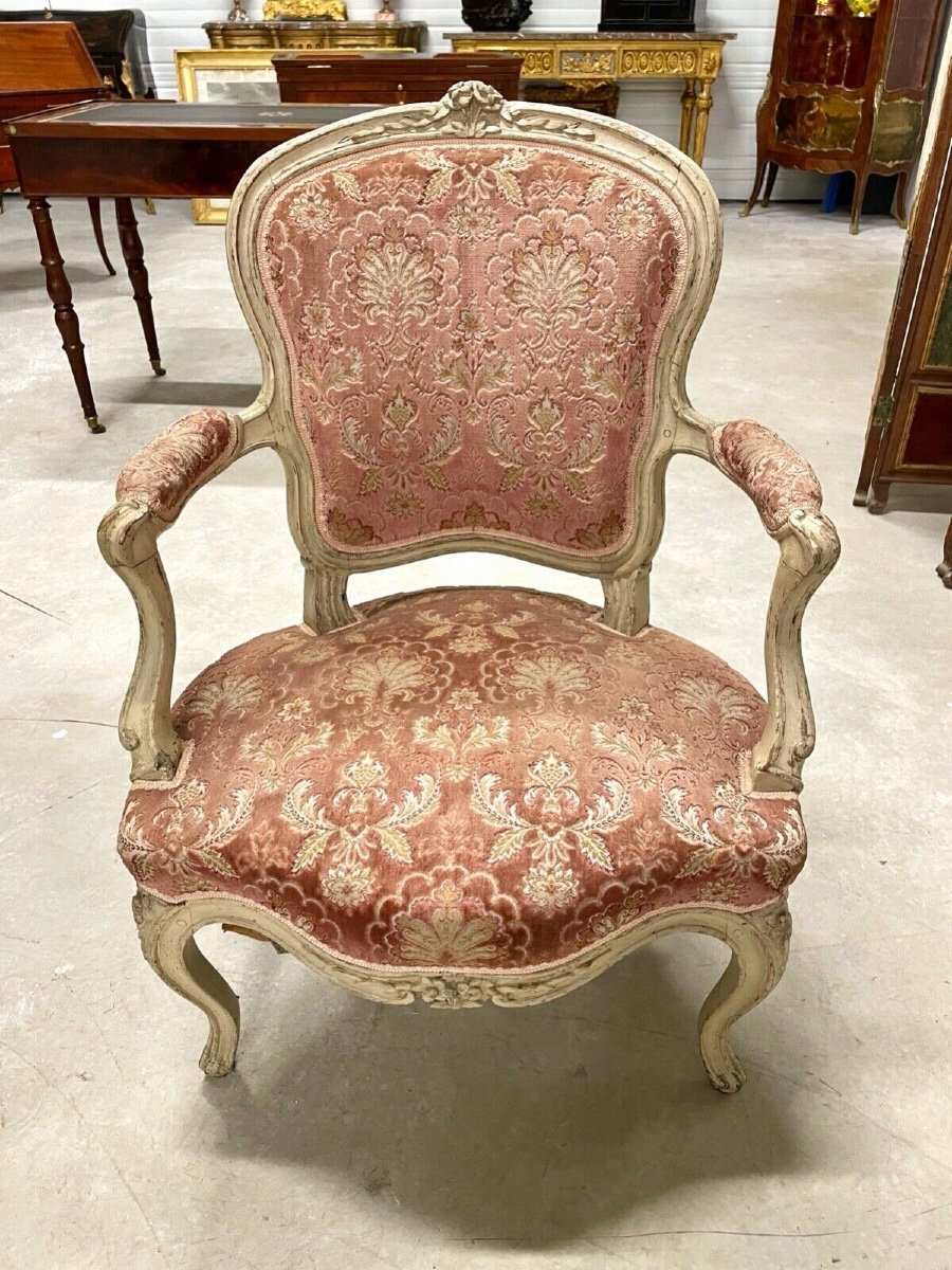 Louis XV Period Painted Armchair-photo-3