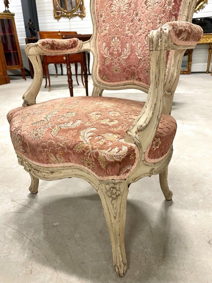 Louis XV Period Painted Armchair-photo-6