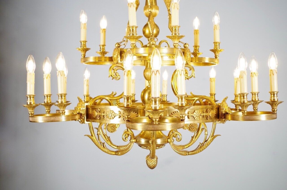 Maison Lucien Gau - Paire de lustres style Empire-photo-4