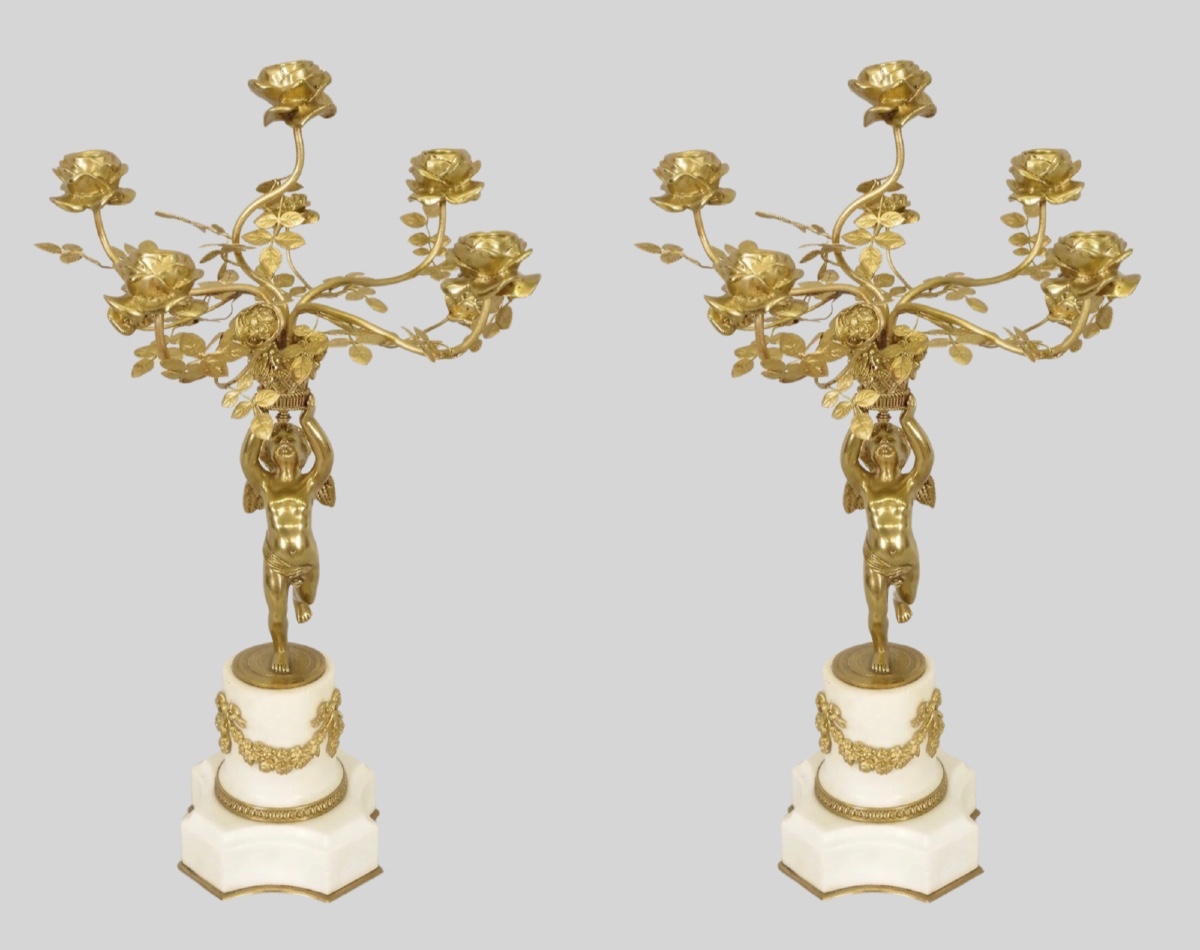 Paire de candélabres style Louis XVI