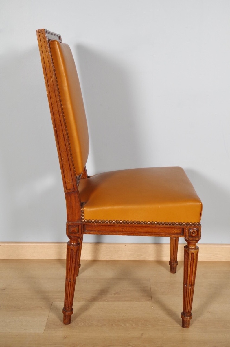 Deux fauteuils et deux chaises style Louis XVI-photo-6