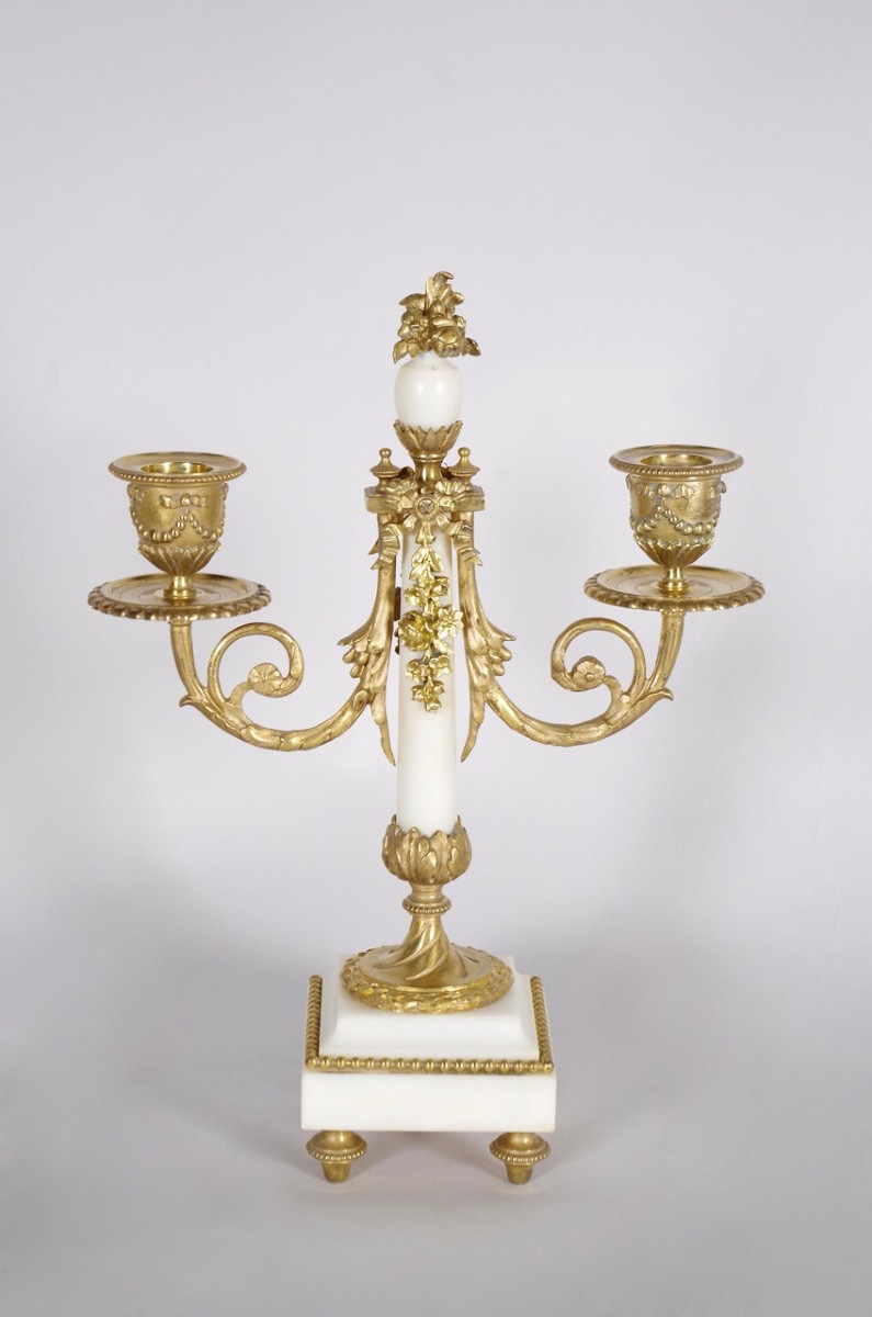 Paire de candélabres style Louis XVI-photo-2