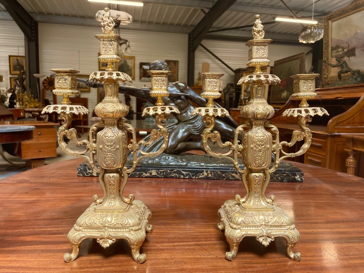 Paire de candélabres style Extrême-Orient-photo-4