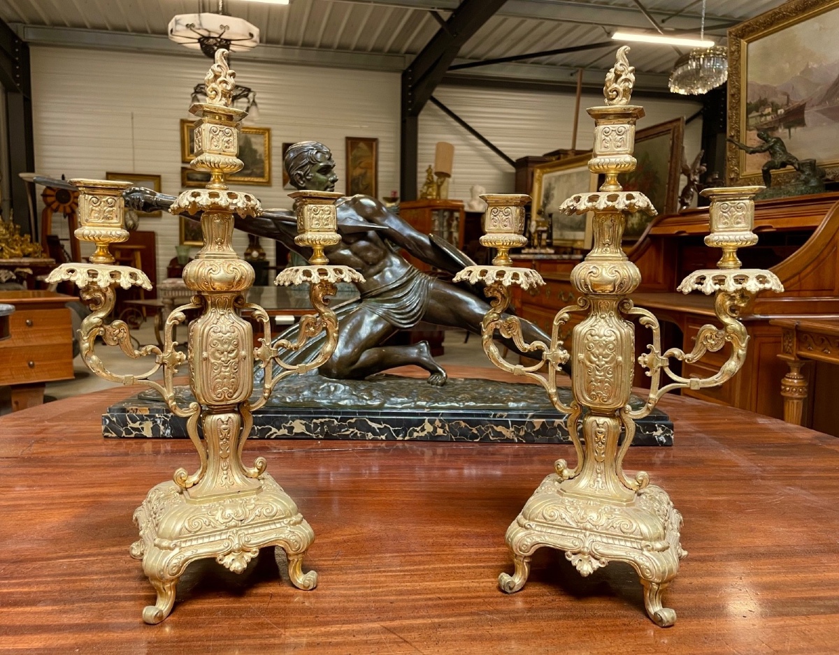 Paire de candélabres style Extrême-Orient