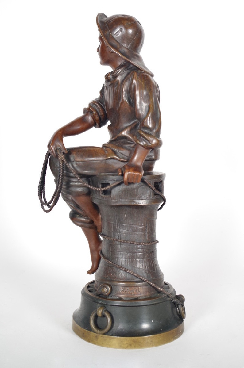 A.Bofill - bronze - jeune marin pêcheur-photo-2