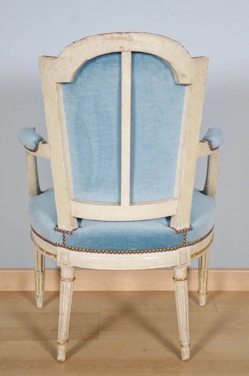 Pair Of Painted Armchairs From The Louis XVI Period-photo-7