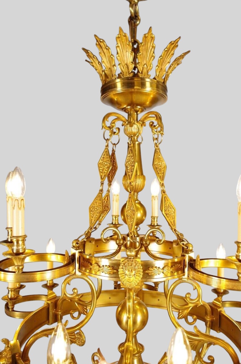 Maison Lucien Gau : trois lustres style Empire-photo-2