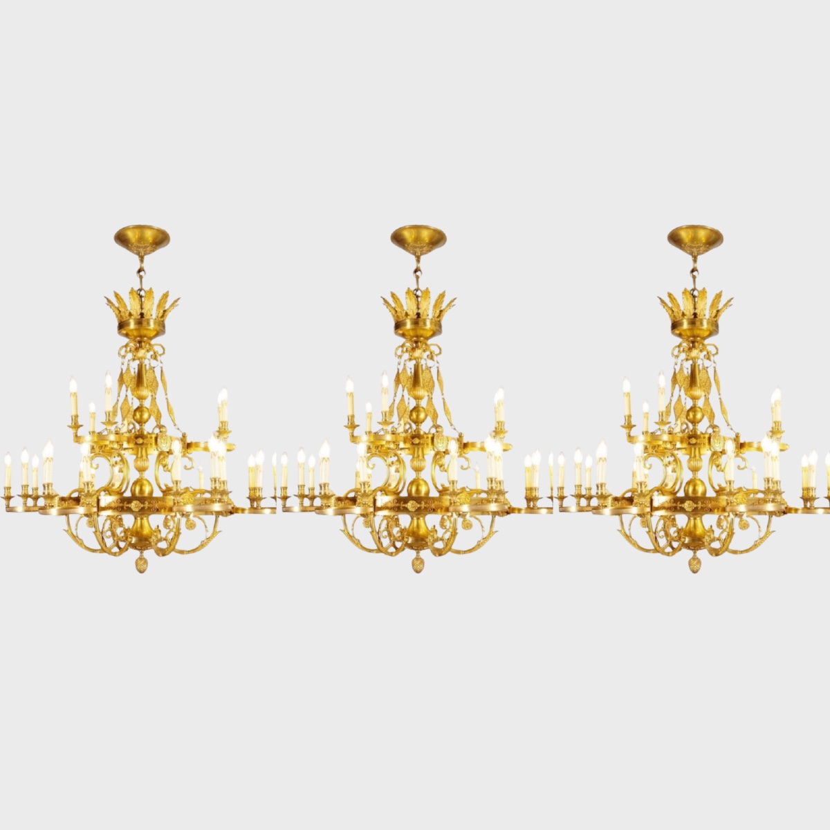 Maison Lucien Gau : trois lustres style Empire