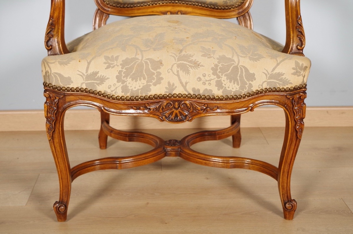 Salon canapé deux fauteuils style Louis XV-photo-2