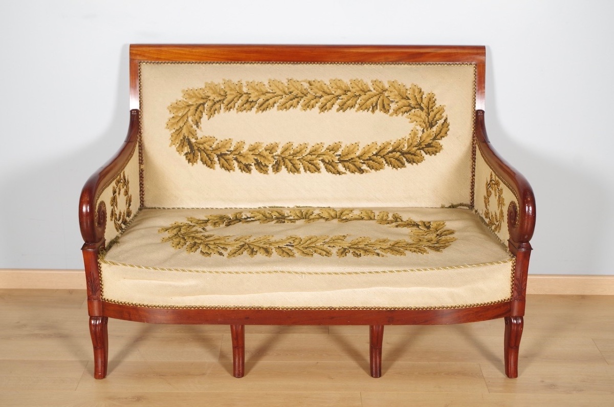 Salon douze fauteuils paire de canapés époque Restauration-photo-3