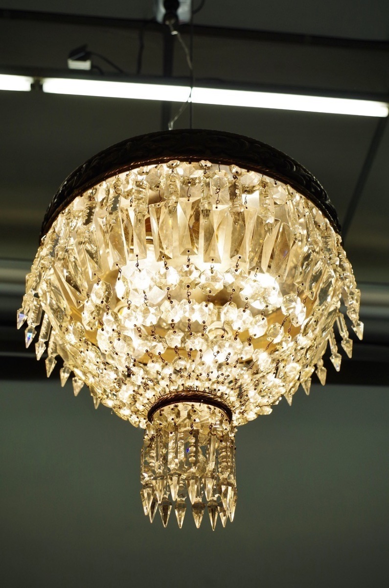 Plafonnier bronze et cristal style Baccarat-photo-5