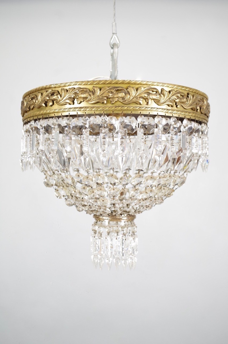 Plafonnier bronze et cristal style Baccarat