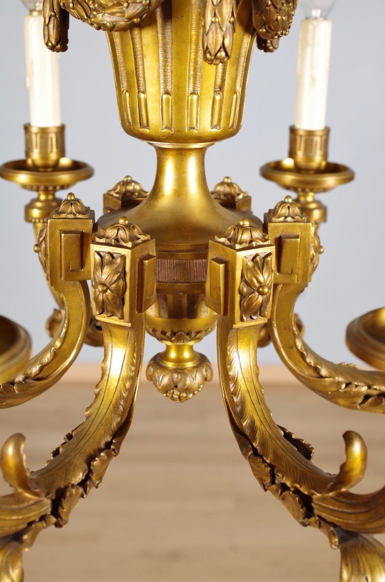 Lustre style Louis XVI bronze doré-photo-3