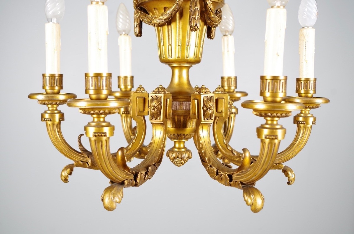Lustre style Louis XVI bronze doré-photo-4