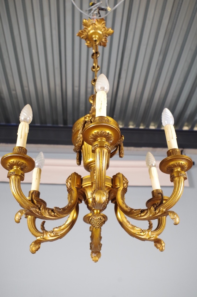 Lustre style Louis XVI bronze doré-photo-5