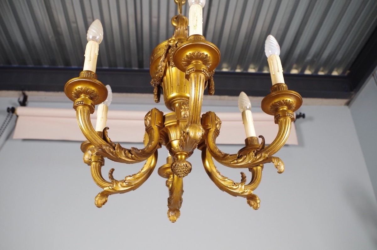 Lustre style Louis XVI bronze doré-photo-6