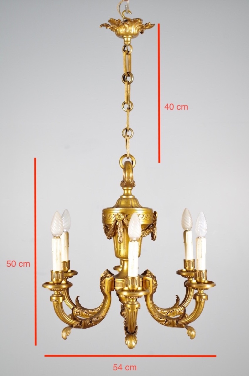 Lustre style Louis XVI bronze doré-photo-7