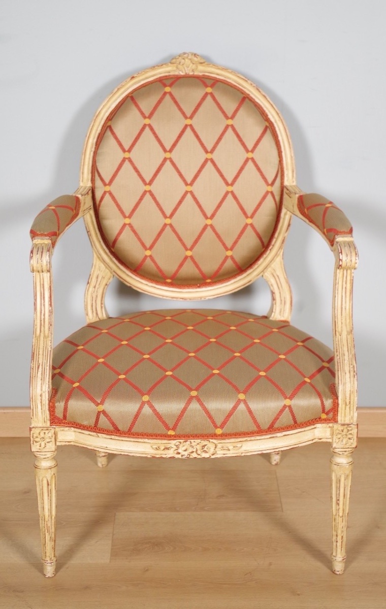 Maison Taillardat - Pair Of Louis XVI Style Painted Armchairs-photo-2