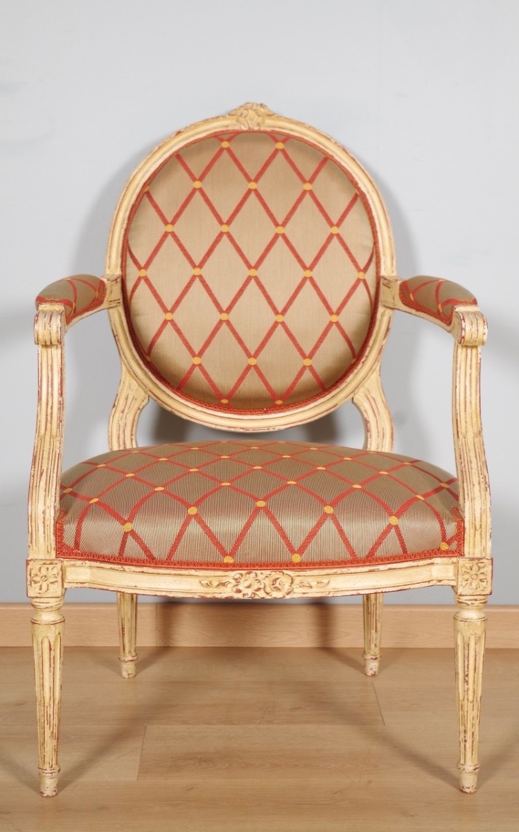 Maison Taillardat - Pair Of Louis XVI Style Painted Armchairs-photo-3