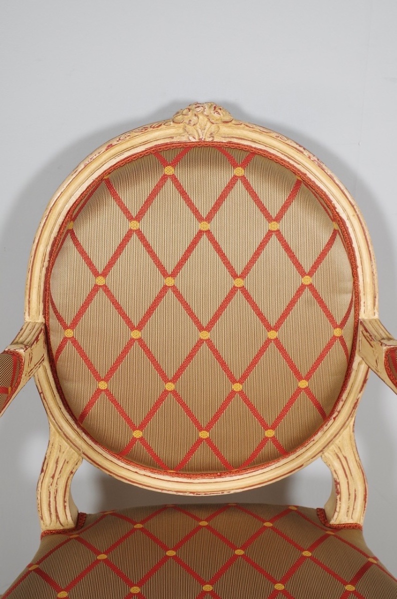 Maison Taillardat - Pair Of Louis XVI Style Painted Armchairs-photo-4