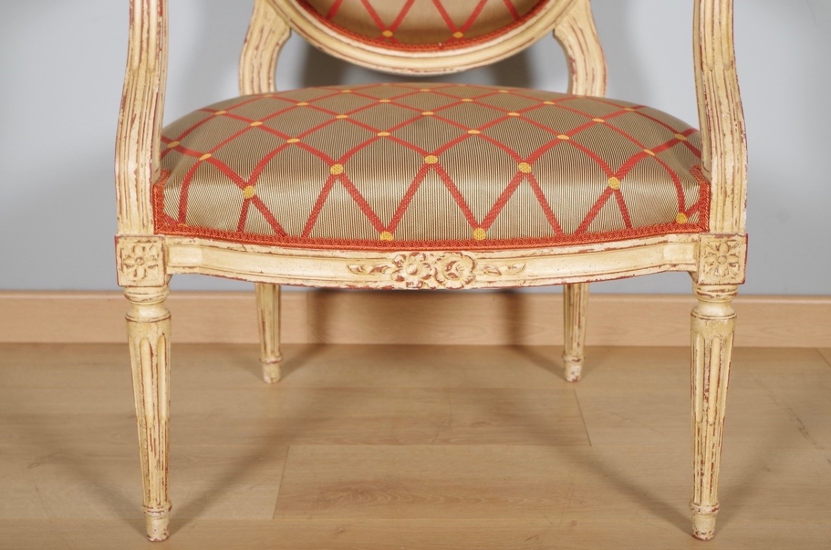 Maison Taillardat - Pair Of Louis XVI Style Painted Armchairs-photo-1