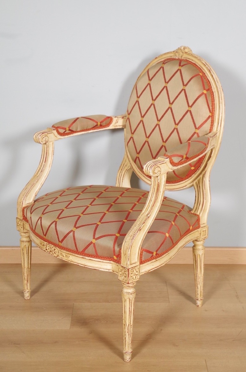 Maison Taillardat - Pair Of Louis XVI Style Painted Armchairs-photo-2
