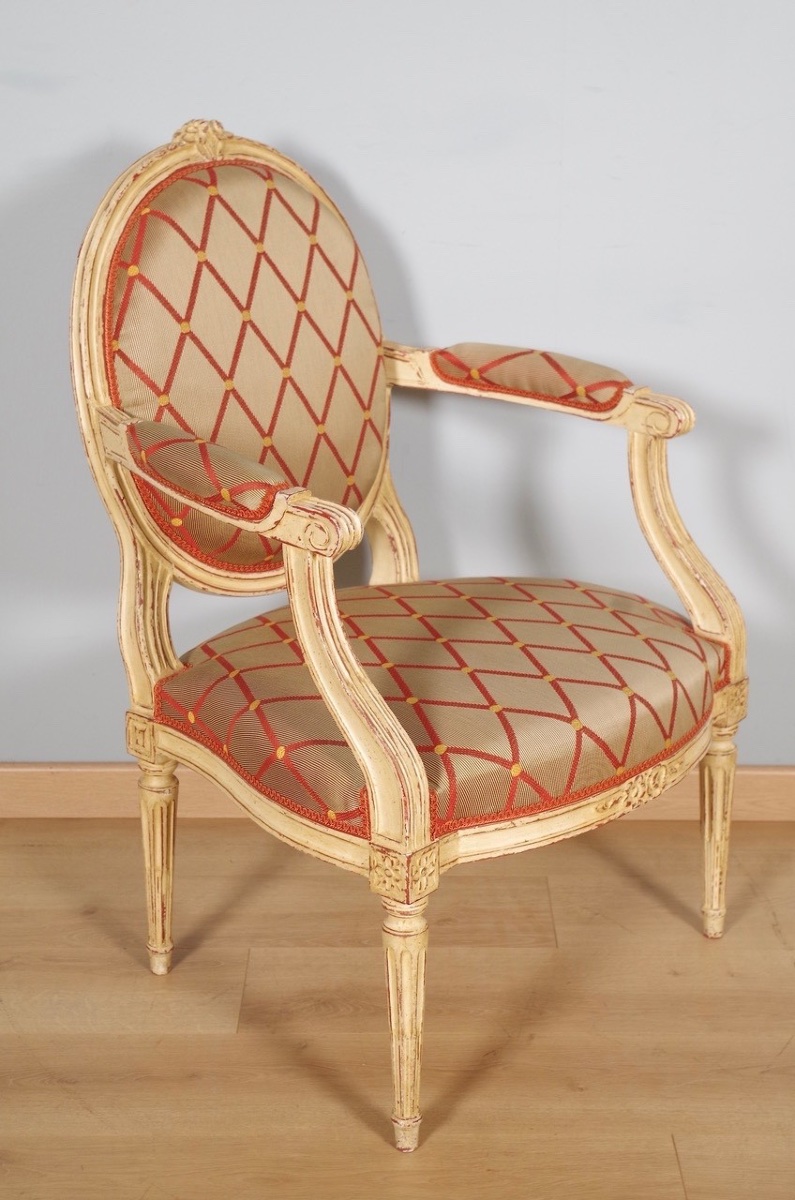 Maison Taillardat - Pair Of Louis XVI Style Painted Armchairs-photo-5