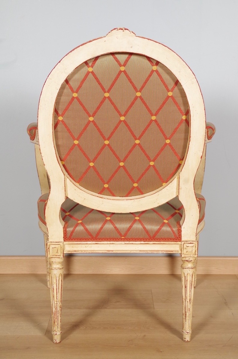 Maison Taillardat - Pair Of Louis XVI Style Painted Armchairs-photo-7