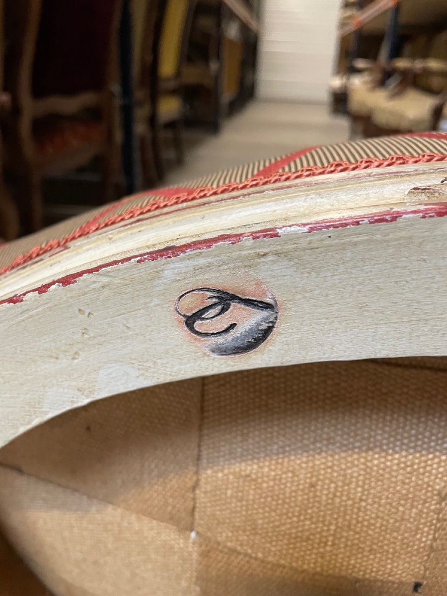 Maison Taillardat - Pair Of Louis XVI Style Painted Armchairs-photo-8