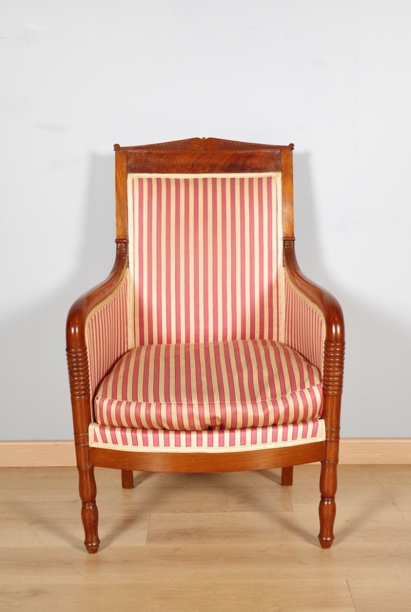 Pair Of Bergère Armchairs From The Restoration Period-photo-2